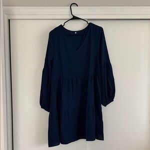Navy Blue V-Neck Dress